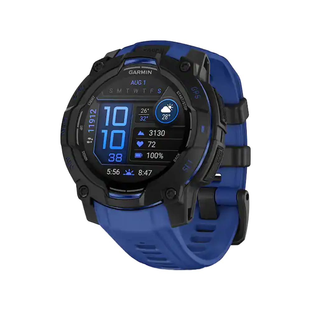 Garmin Limited Edition Instinct 3 - 45mm Amoled Black w/Bolt Blue/Black Silicone Band Smartwatch 010-02936-03 - Garmin