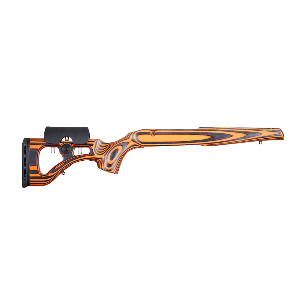 GRS Riflestocks GRS Lightweight Classic Tikka T3/T3X Ambidextrous Laser-Engraved Grip Push-Button Adjustable Cheekpiece Oiled Finish Orange/Black - GRS Riflestocks