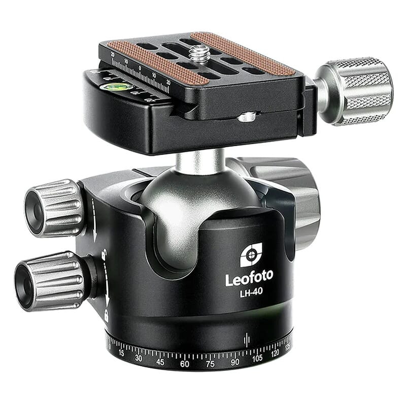 Leofoto LH-40 40mm Low Profile Black Ball Head w/QP-70N QR Plate, Case, & Independent Pan Lock; Arca Compatible LH-40-QP-70N - Excellent - USED/MISC