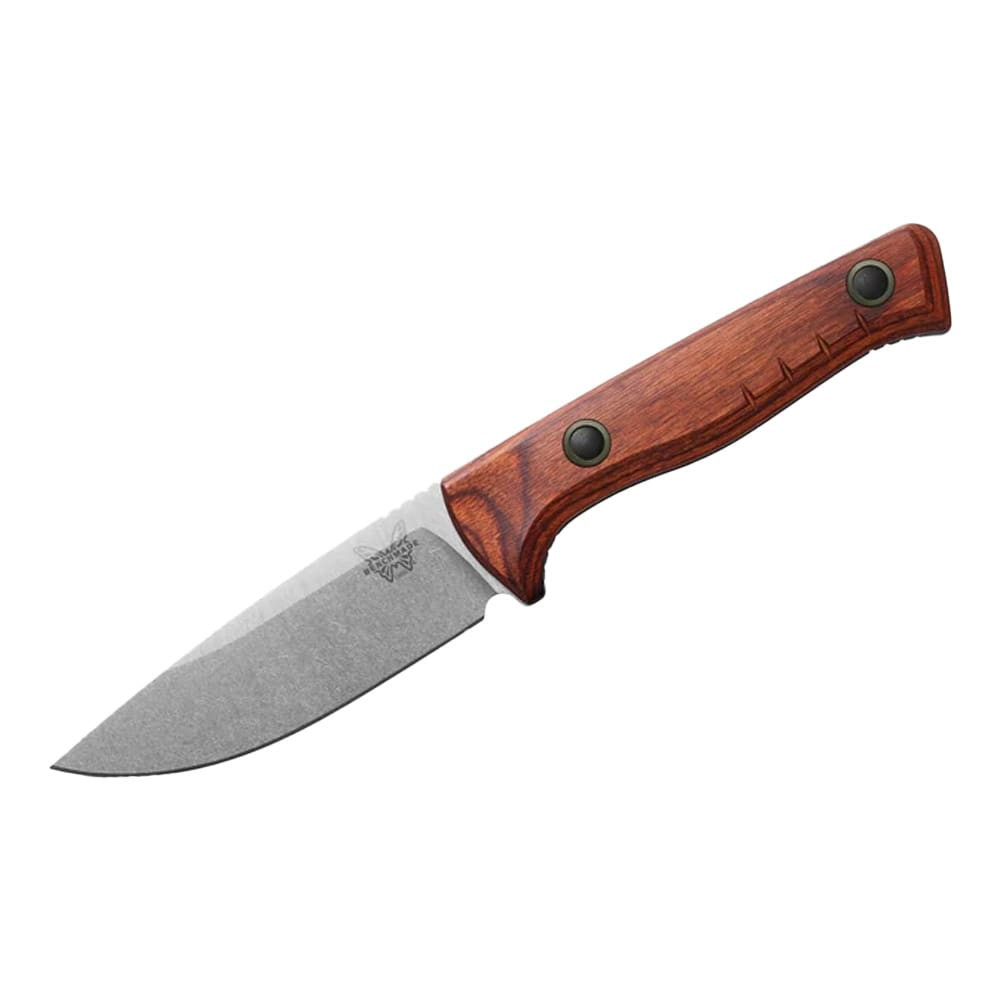 Benchmade Trackpoint Fixed Blade Drop-Point Dark Brown Wood Stabilized Wood Knife and Rust Orange Cerakote Hook 15650-KIT - benchmade