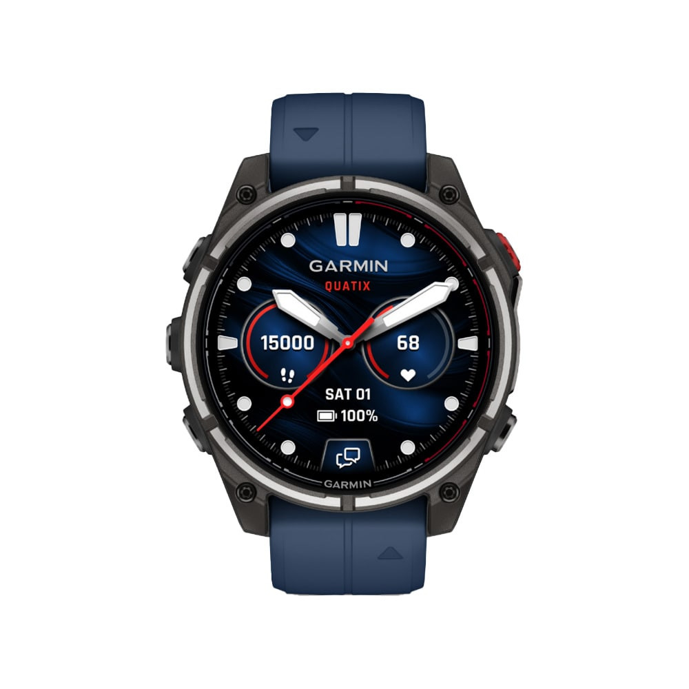 Garmin Quatix 8 Pro 47mm LTE AMOLED Sapphire Captain Blue Silicone Band Nautical Smartwatch 010-03198-50, 47 x 47 x 16mm - Garmin