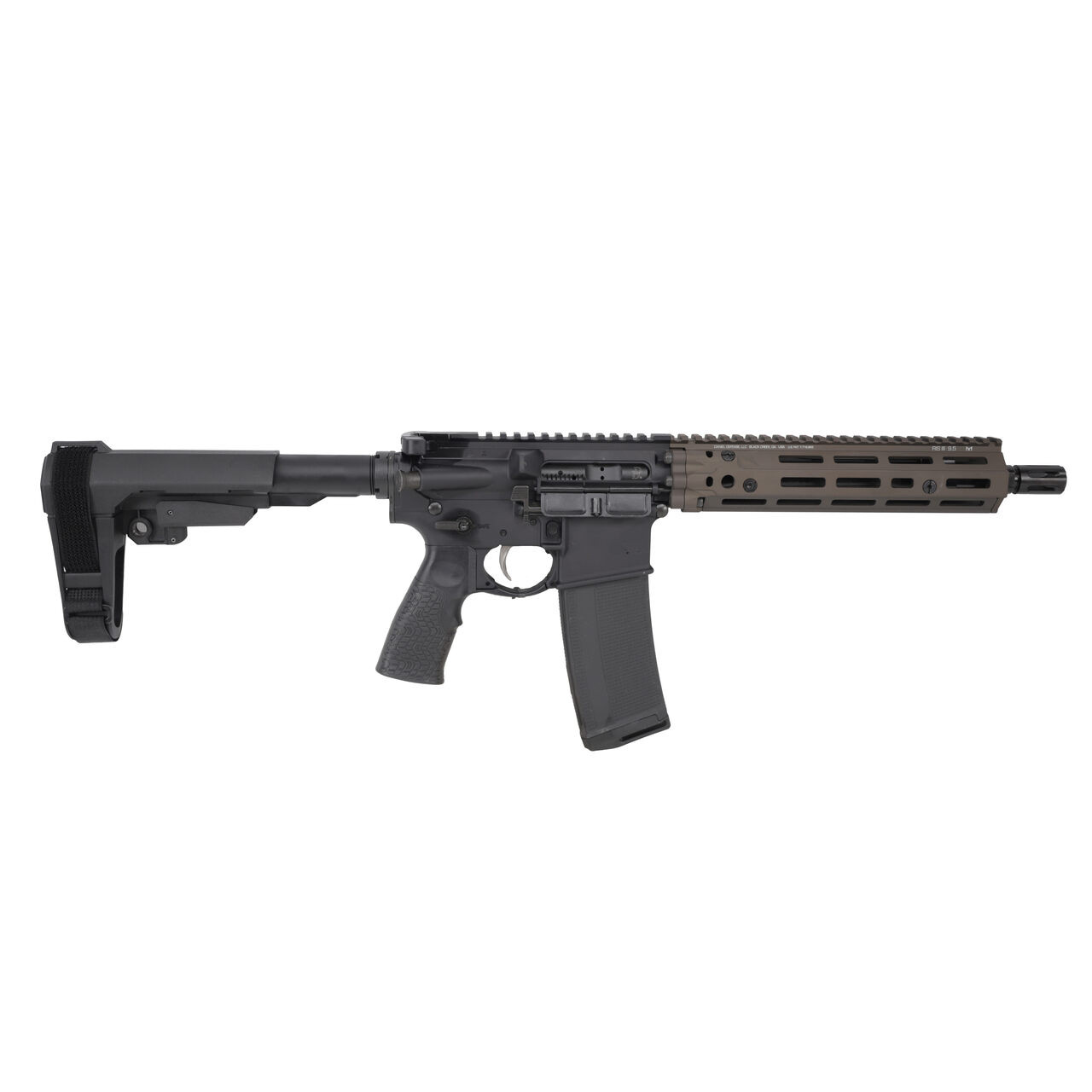 Daniel Defense DD4 MK18 RIII 5.56mm 10.3" 1:7 Govt Bbl Car RIS III 9.5 FDE Semi-Auto Pistol w/SBA3 Brace & DDFH 02-191-13295-047