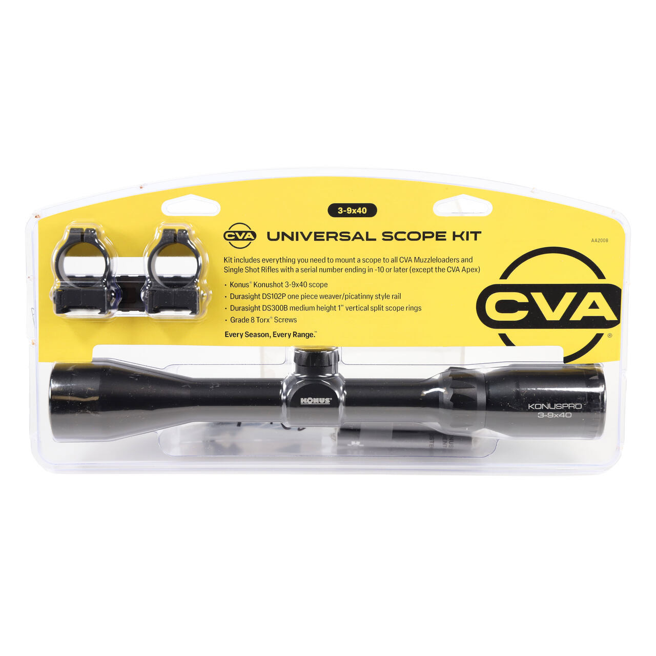 CVA ML 3-9x40 ML Ballistic Reticle Scope Kit w/Medium Mounts & Rings AA2008 - CVA ML