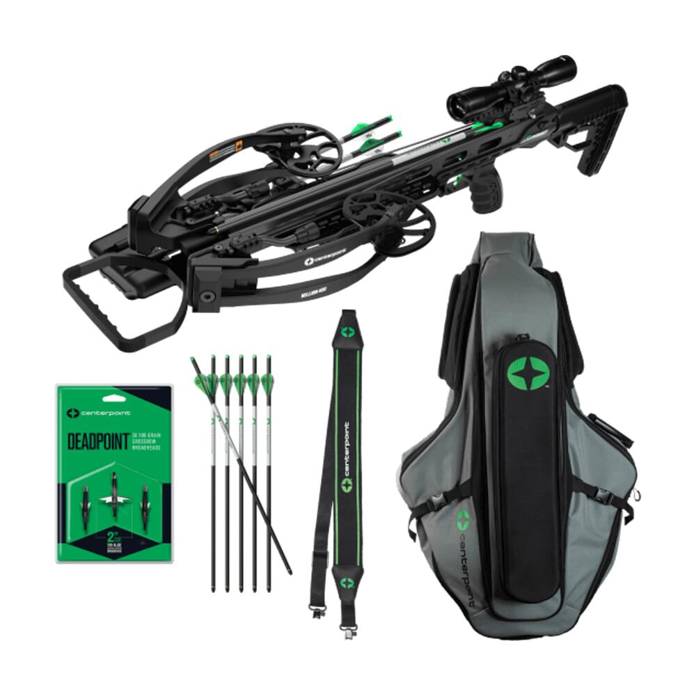 Centerpoint Hellion 400 HRK Hunt Ready Kit Crossbow Package C0016 - Light Wear, Missing Broadheads 9923 in Black - USED/MISC