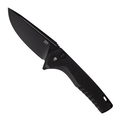 Tekto F3 Charlie Black D2 Blade Black G10 Handle Black Accents Drop Lock Fine Edge Folding Knife F3R-G1BK-D2BK1-A1