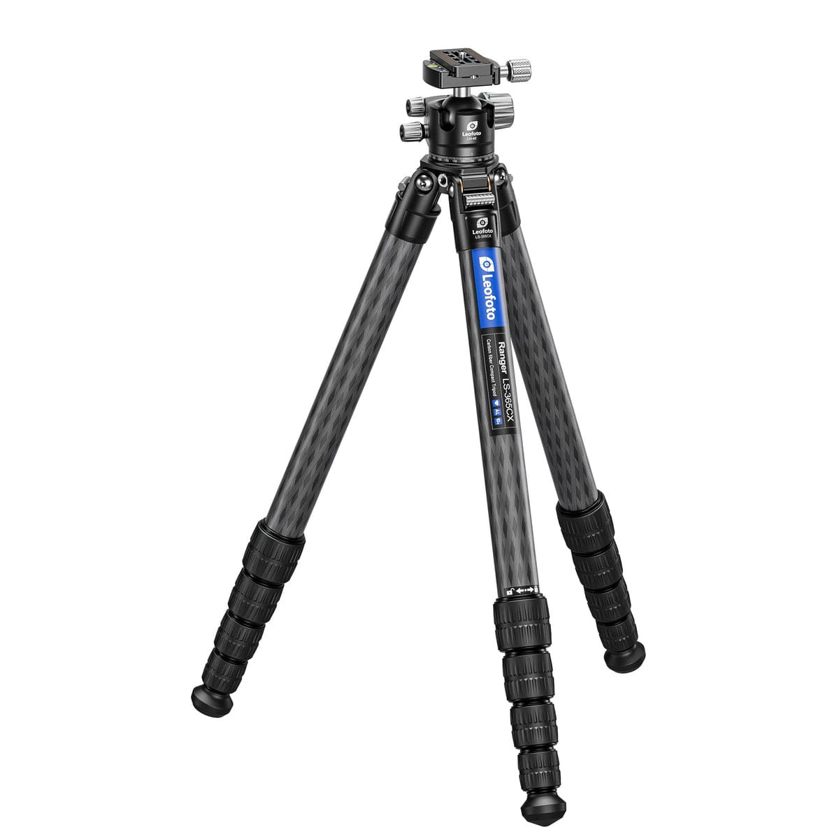 Leofoto Carbon Fiber Tripod w/ Invidual Leg-Positions, 6 to 63in Height, 44lbs Capacity, LH-40LR Low-Profile Ballhead Included LS-365CX+LH-40LR - Leofoto