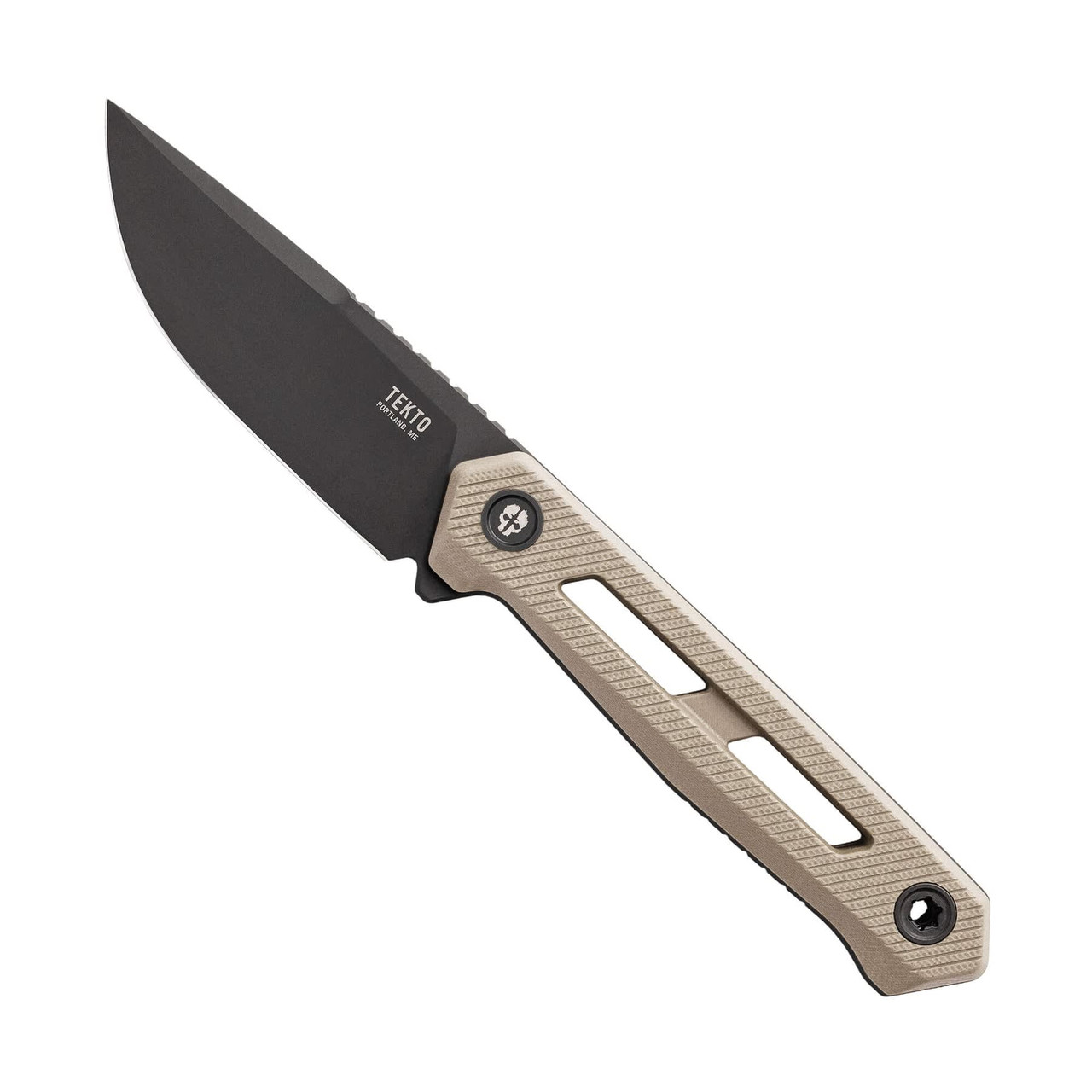 Tekto X1 Black MagnaCut Drop Point Blade Brown G10 Handle Black Accents Fine Edge Fixed Knife X1R-G10DS-MCBK1-A1