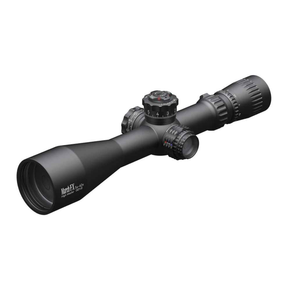 March Scopes March FX Tactical 5x-42x56HM Tremor 3 Reticle 0.1MIL FFP New6Level Illum Riflescope w/Shuriken Dial Lock D42HV56WFIMLX-G2 - March Scopes