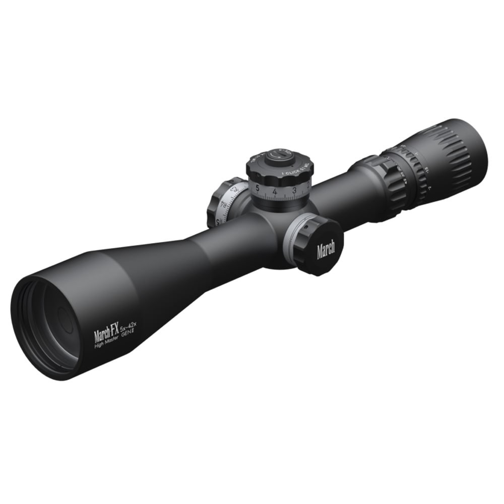 March Scopes March FX Tactical 5x-42x56HM Tremor 3 Reticle 0.1MIL FFP Non-Illuminated Riflescope w/Writable Turrets D42HV56WFML-G2 - March Scopes