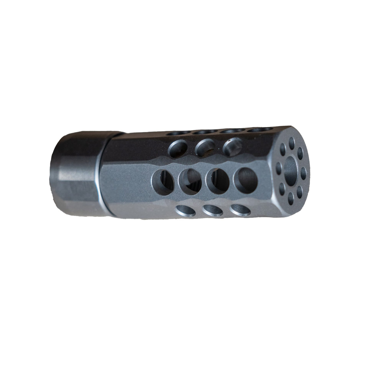 Mountain Tactical Company Sporter Rad Brake for 30 Cal, 1/2"x28 Thread, Self-Timing, Top & 45degree Ports, Stainless Steel T3T3XRB-SM28SS - Mountain Tactical Company