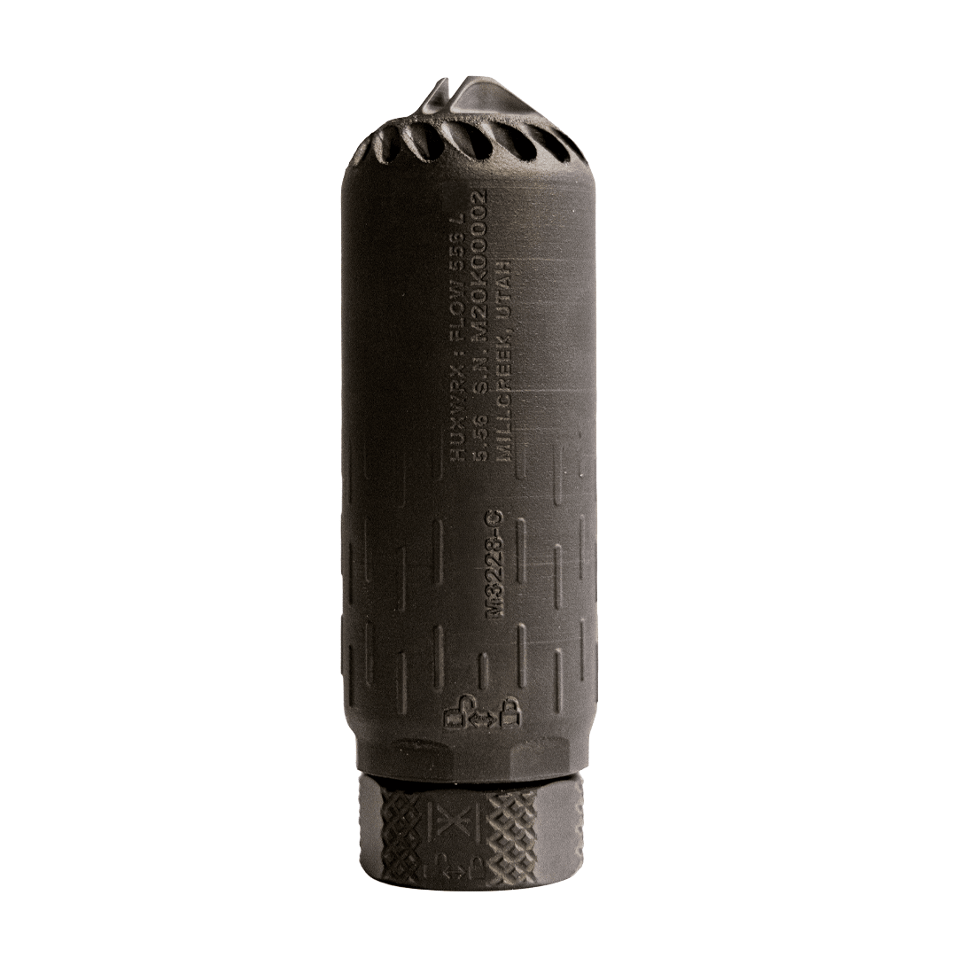 HUXWRX FLOW 556k LS Silver Magic Kit with 5.56 Quick-Detach 5.5" Stainless Steel Suppressor and 1/2x28 Flash Hider M3821