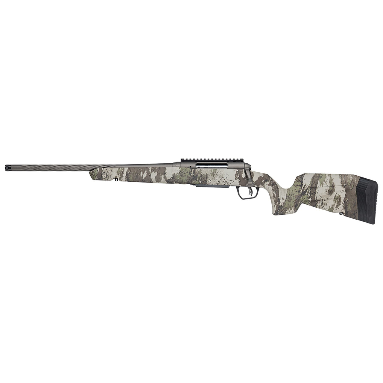Savage Arms G4 Axis 2 Pro Woodland LH 7mm-08 REM 1:9.5" 5/8x24 20" Heavy Sporter Spiral Fluted Bbl Carbon Steel/Synth Gun Metal BRZ Rifle 33229 in - Savage Arms