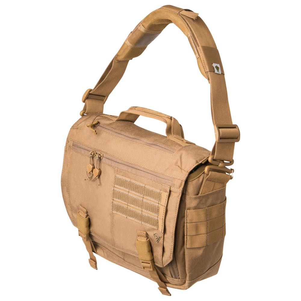 First Tactical Summit Side Satchel 8L Coyote w/ Hidden CCW Pocket & Padded Tablet Compartment 180012-060-1SZ - First Tactical