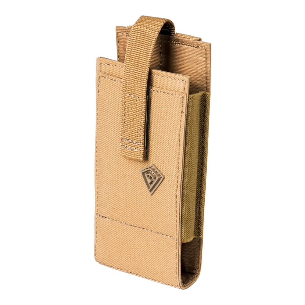 First Tactical Tactix Media Large 500D Nylon Coyote Pouch 3x6.25x1" w/ 2 Hooked Lynx Attachments 180017-060-1SZ - First Tactical