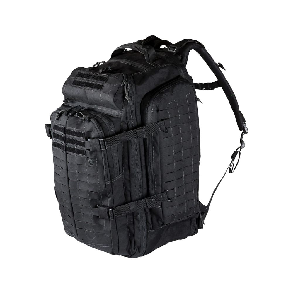 First Tactical Tactix 3Day 62L Black Backpack Plus w/ YKK Zippers, Shovel Backboard, Lynx Laser-Cut Platform MOLLE/PALS Compatible 180035-019-1SZ - First Tactical