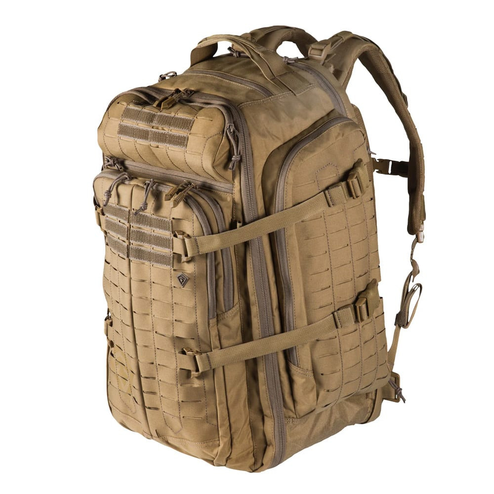 First Tactical Tactix 3Day 62L Coyote Backpack Plus w/ YKK Zippers, Shovel Backboard, Lynx Laser-Cut Platform MOLLE/PALS Compatible 180035-060-1SZ - First Tactical