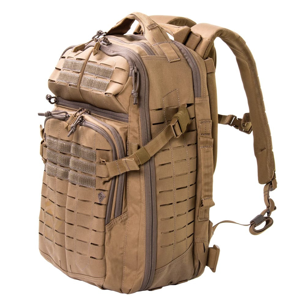 First Tactical Tactix Half-Day 27L Coyote Backpack Plus w/ YKK Zippers, Shovel Backboard, Lynx Laser-Cut Platform MOLLE/PALS Compatible 180036-060-1SZ - First Tactical