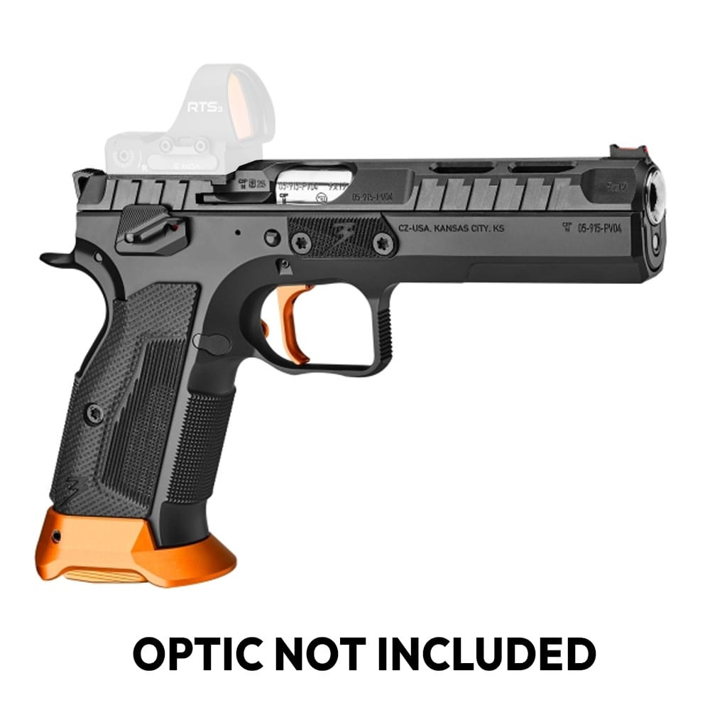 CZ-USA TS 3 Orange 9mm 5.2" Bbl Optics-Ready Steel Frame SAO Pistol w/ (1)x20rd Magazine & Manual Safety 91233 - CZ-USA