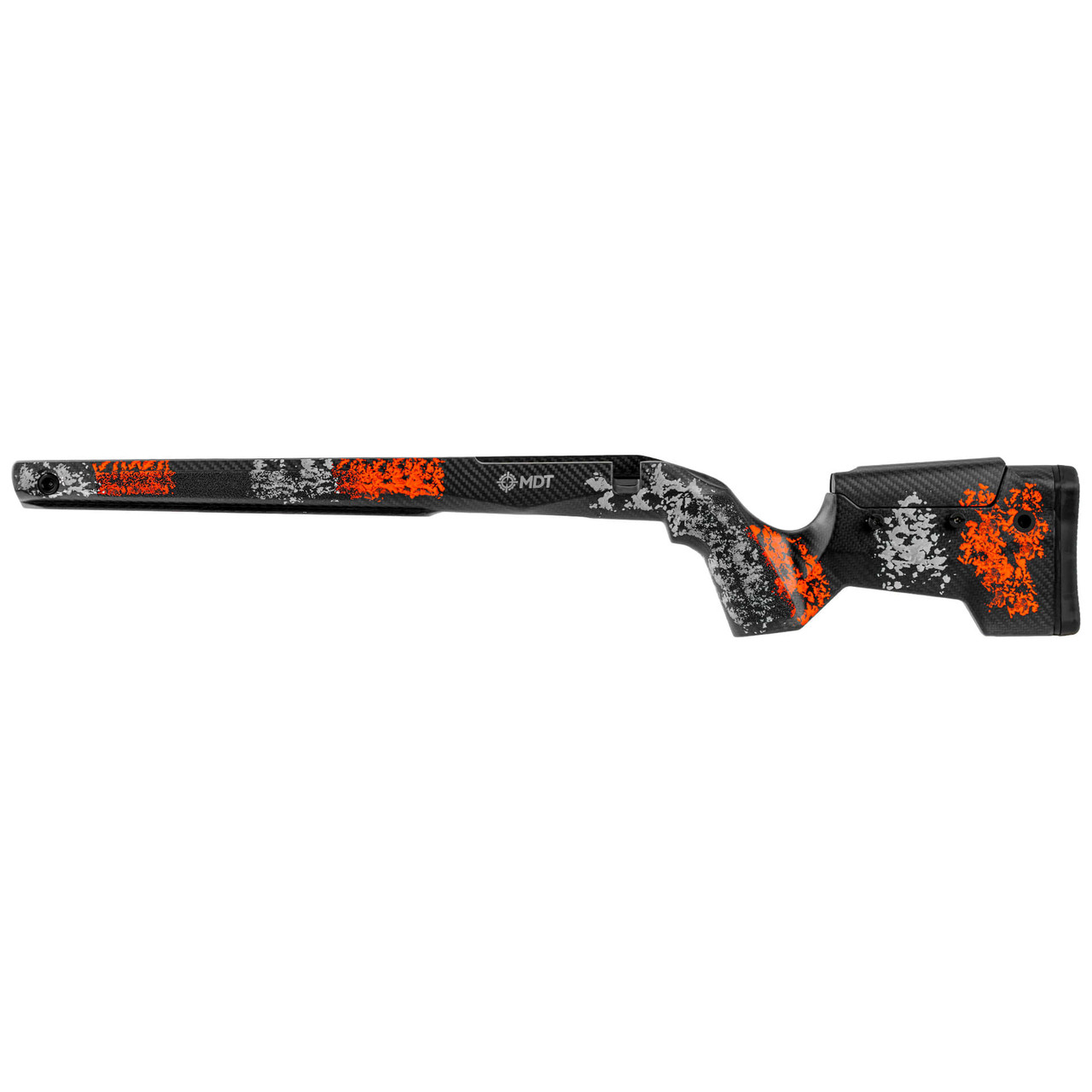 MDT CRBN Stock Rem 700 Short Action Left-Hand Fixed ARCA Hunter Orange/Grey (HOG) Chassis System 114998-HOG - MDT