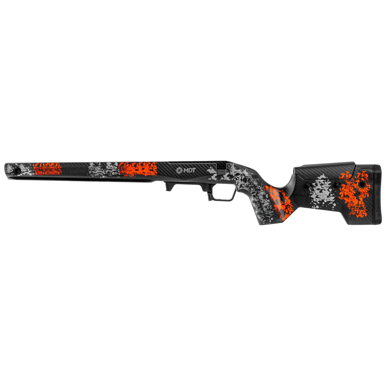 MDT CRBN Precision Kit Rem 700 Short Action Left-Hand Fixed ARCA Hunter Orange/Grey (HOG) Chassis System 116135-HOG - MDT