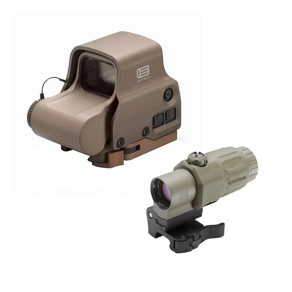 EOTech Holographic Sight 68 MOA Ring 1 MOA Dot QD Lever and G33 3x Magnifier w/ QD Switch to Center Mount Tan Bundle EOT-EXPS3-0TAN-KIT-EOT-G33ST-TAN