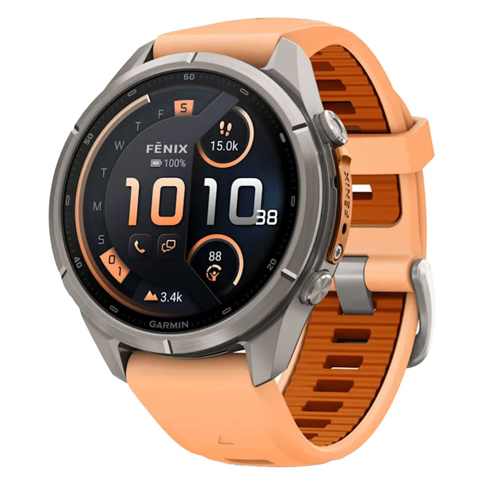 Garmin Fenix 9 Pro 43mm Titanium Smartwatch w/ inReach, AMOLED Display, Shell Pink-Autumn Orange Silicone Band 010-04335-00 - Garmin