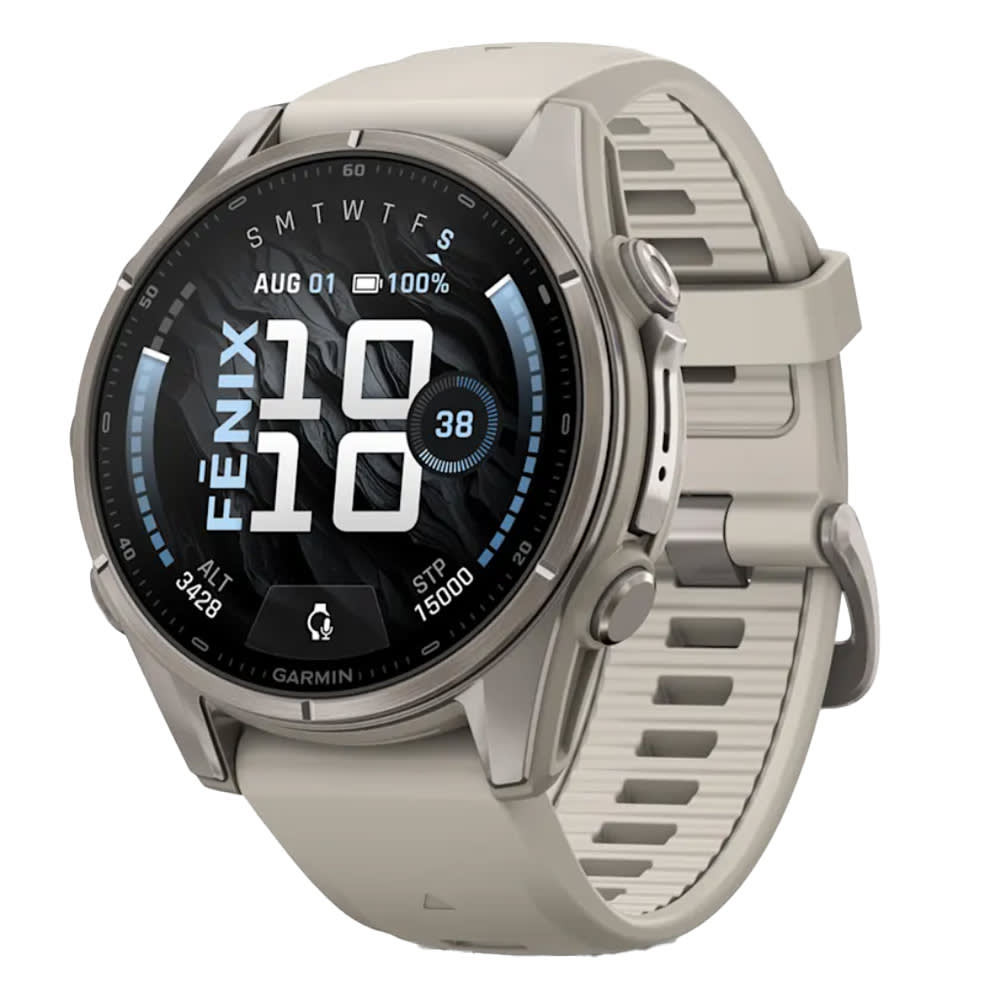 Garmin Fenix 9 43mm Titanium-Color Smartwatch w/ Built-In Flashlight, AMOLED Display, Fog Gray Silicone Band 010-04761-00 - Garmin