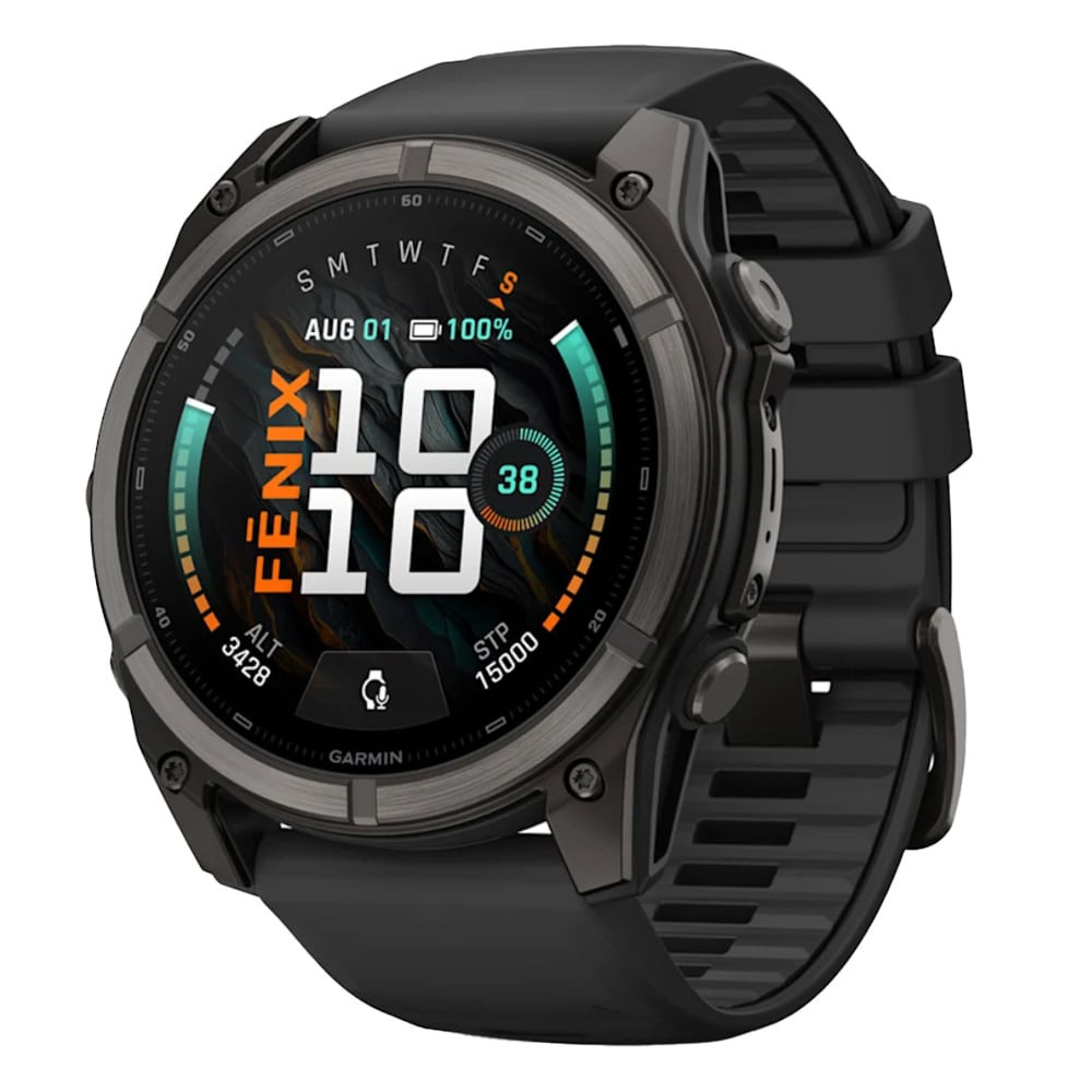 Garmin Fenix 9 51mm Carbon Gray DLC Titanium-Color Smartwatch w/ Built-In Flashlight, AMOLED Display, Black Silicone Band 010-04763-10