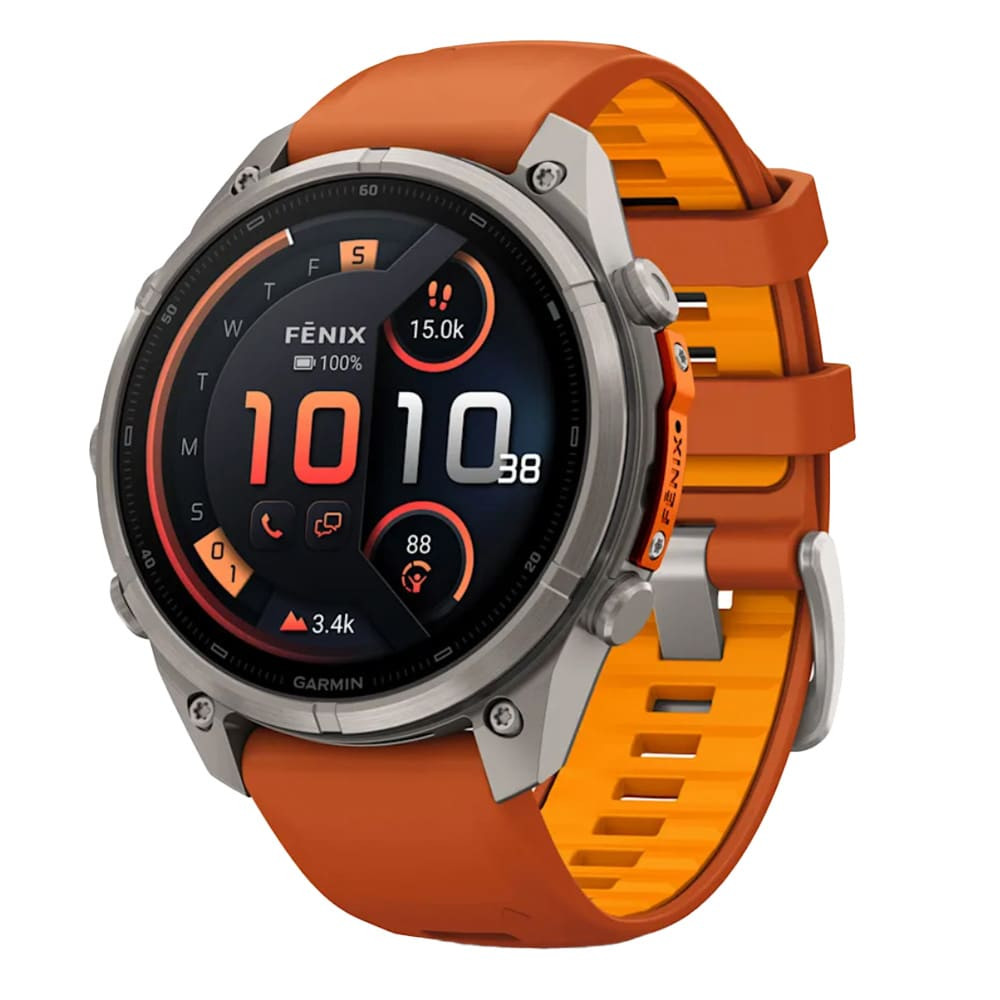 Garmin Fenix 9 Pro 47mm Titanium Smartwatch w/ inReach, AMOLED Display, Autumn Orange-Spark Orange Silicone Band 010-04336-00 - Garmin