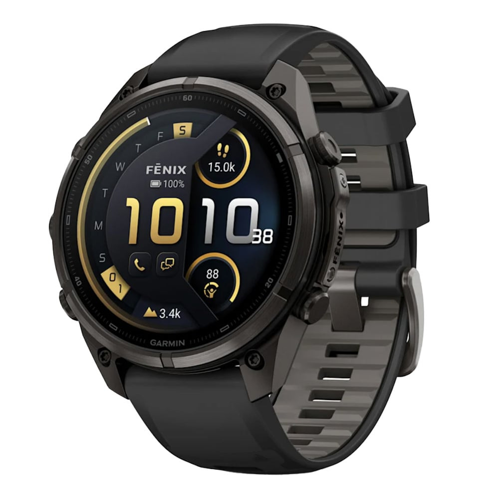 Garmin Fenix 9 Pro 47mm Carbon Gray DLC Titanium Smartwatch w/ inReach, AMOLED Display, Black-Pebble Gray Silicone Band 010-04336-10 - Garmin