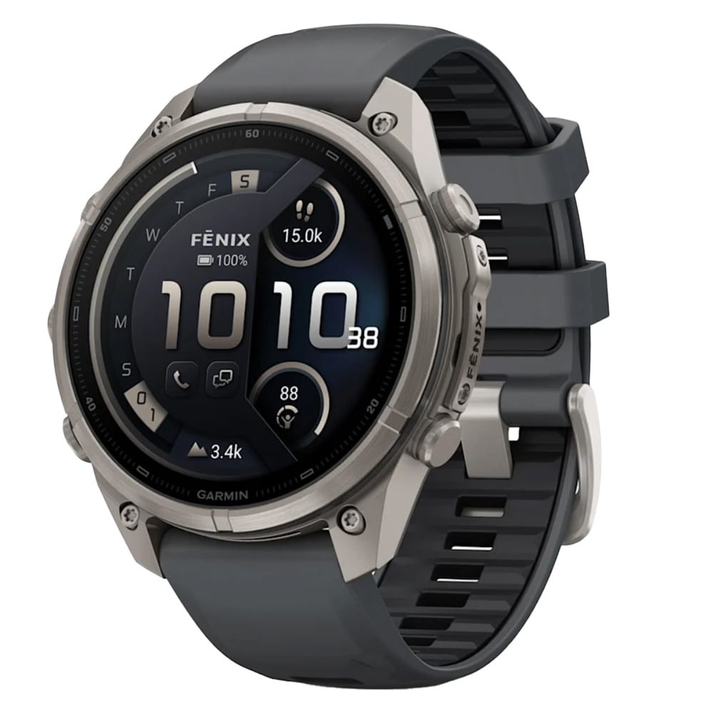 Garmin Fenix 9 Pro 47mm Titanium Smartwatch w/ inReach, AMOLED Display, Graphite-Black Silicone Band 010-04336-20 - Garmin
