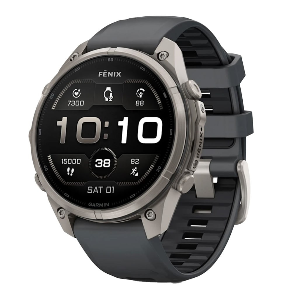 Garmin Fenix 9 Pro 47mm Titanium Smartwatch w/ Built-In Flashlight, AMOLED Display, Graphite-Black Silicone Band 010-04336-25 - Garmin