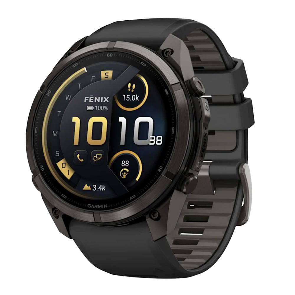 Garmin Fenix 9 Pro 51mm Carbon Gray DLC Titanium Smartwatch w/ inReach, AMOLED Display, Black-Pebble Gray Silicone Band 010-04337-10 - Garmin