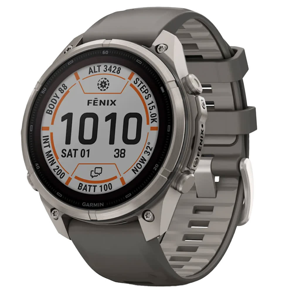 Garmin Fenix 9 Pro 47mm Titanium Smartwatch w/ inReach, Solar Display, Pebble Gray-Silver Gray Silicone Band 010-04338-00 - Garmin
