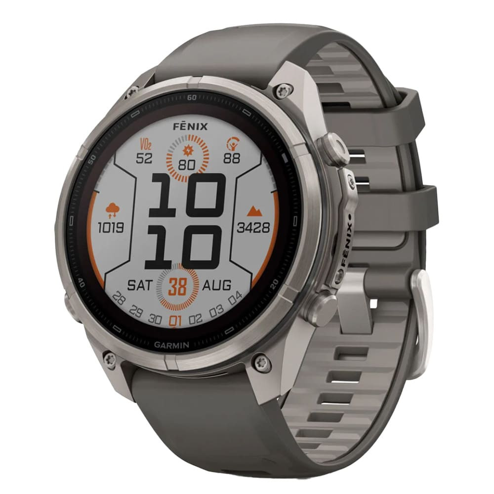 Garmin Fenix 9 Pro 47mm Titanium Smartwatch w/ Solar Display, Pebble Gray-Silver Gray Silicone Band 010-04338-05 - Garmin