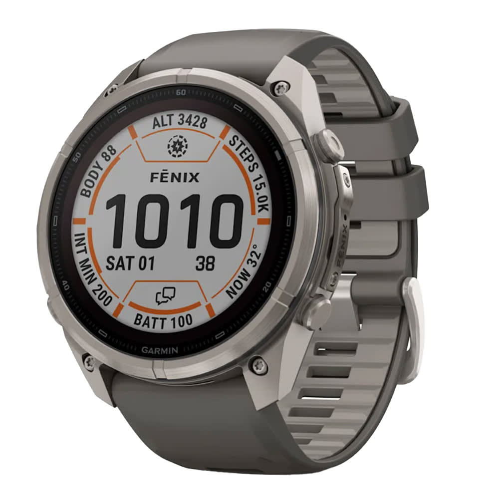 Garmin Fenix 9 Pro 51mm Titanium Smartwatch w/ inReach, Solar Display, Pebble Gray-Silver Gray Silicone Band 010-04339-00 - Garmin