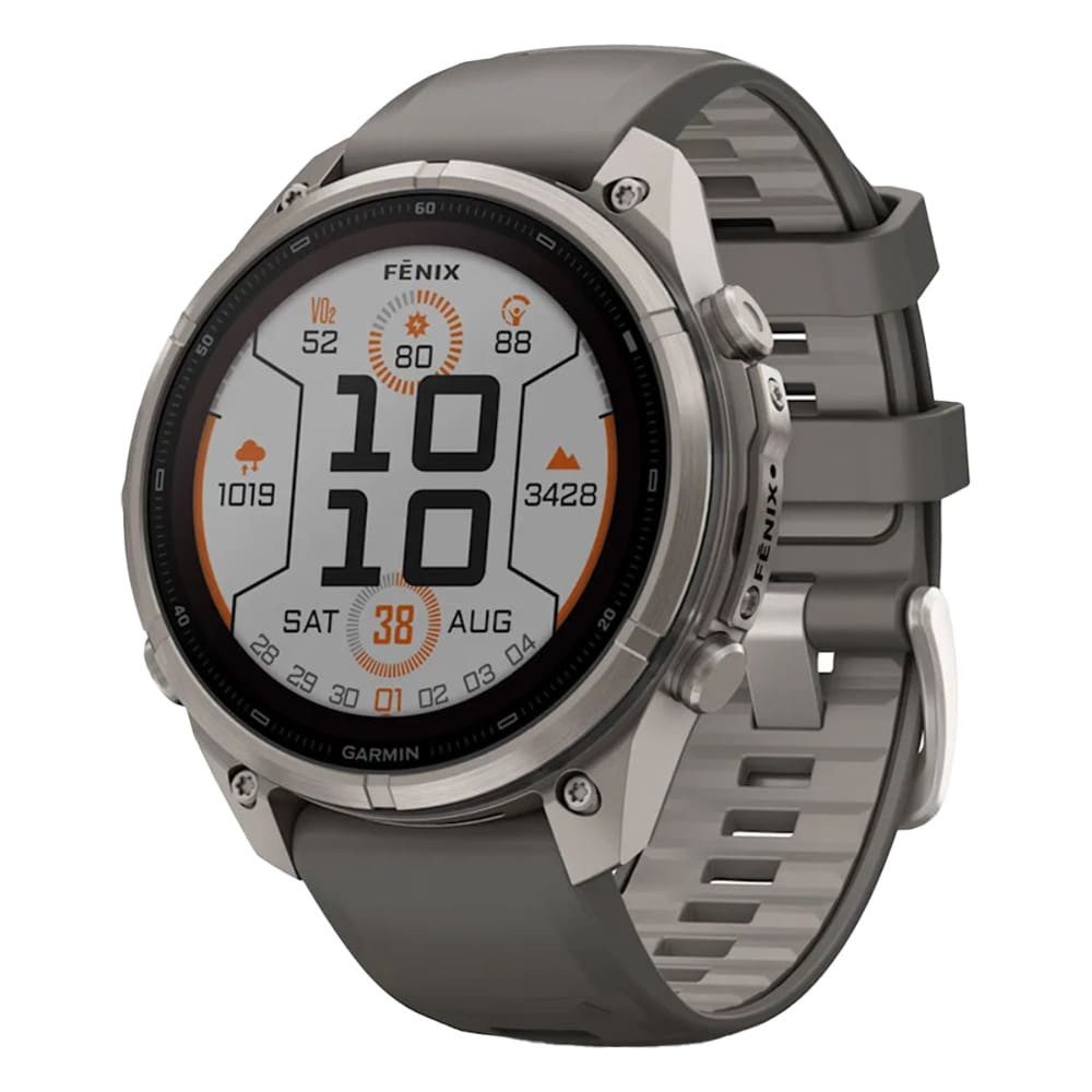 Garmin Fenix 9 Pro 51mm Titanium Smartwatch w/ Solar Display, Pebble Gray-Silver Gray Silicone Band 010-04339-05 - Garmin