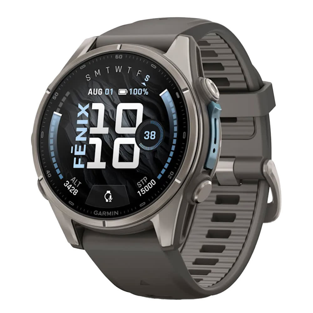 Garmin Fenix 9 43mm Titanium-Color Smartwatch w/ Built-In Flashlight, AMOLED Display, Pebble Gray Silicone Band 010-04761-10 - Garmin