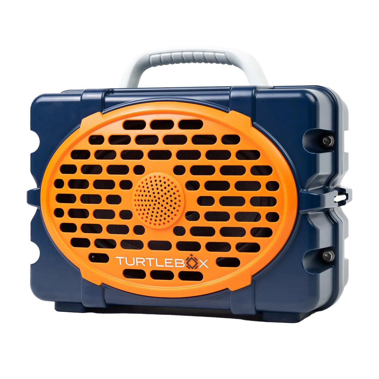 Turtlebox GameDay Series 2.0 Original Outdoor Bluetooth Speaker w/Party Mode, Waterproof, 25hr Battery, Blue/Burnt Orange TB-ORIG-G3-NAVY-BLORG-WHT-2 - Turtlebox