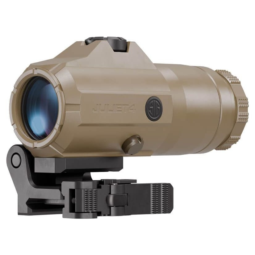 Sig Sauer JULIET4T-AMR 4x24mm Magnifier w/ Flip to Side Mount, Auto-Modified Reticle System, IPX8 Waterproof, Aluminum Housing, FDE SOJ4T011 - Sig Sauer