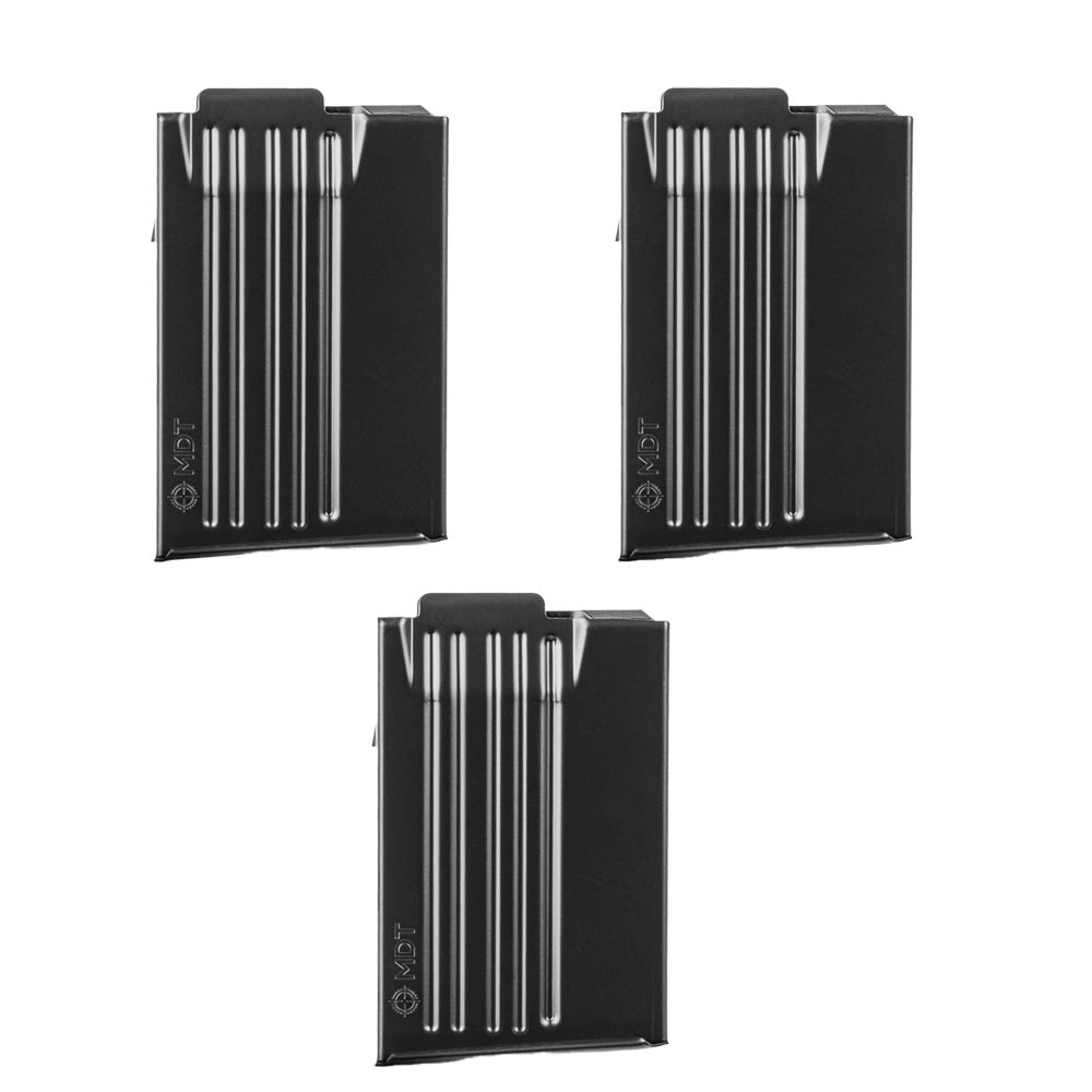 MDT 3-Pack SA .308 Cal 12rd Blk Metal Magazine w/Binderplate Bundle 102922-BLK-MDT-KIT-3X - MDT