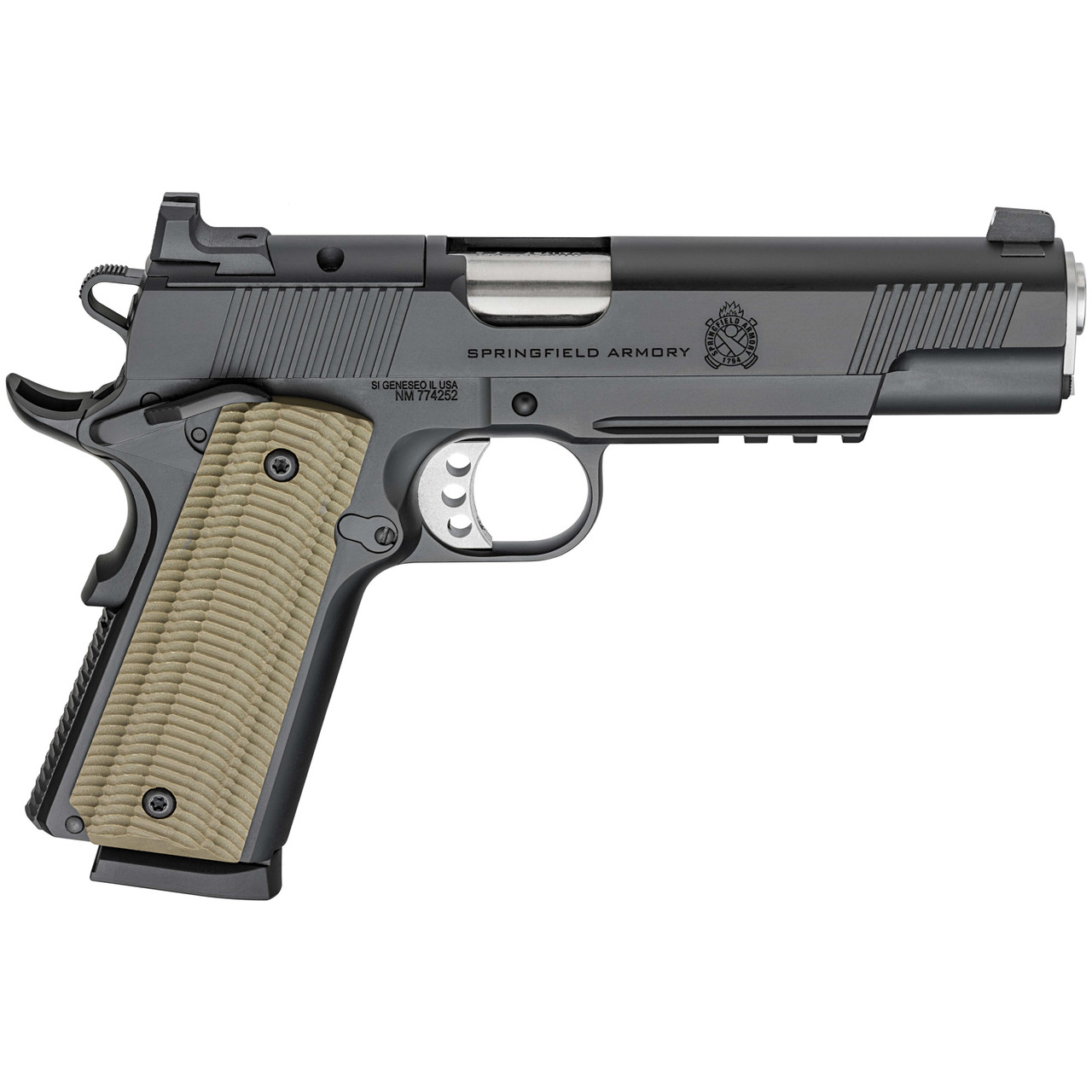 Springfield Armory 1911 Operator .45 ACP 5" Bbl Black Handgun w/ AOS Plate, U-Notch Tritium Sights, 2x8rd Mags PO9230AOS