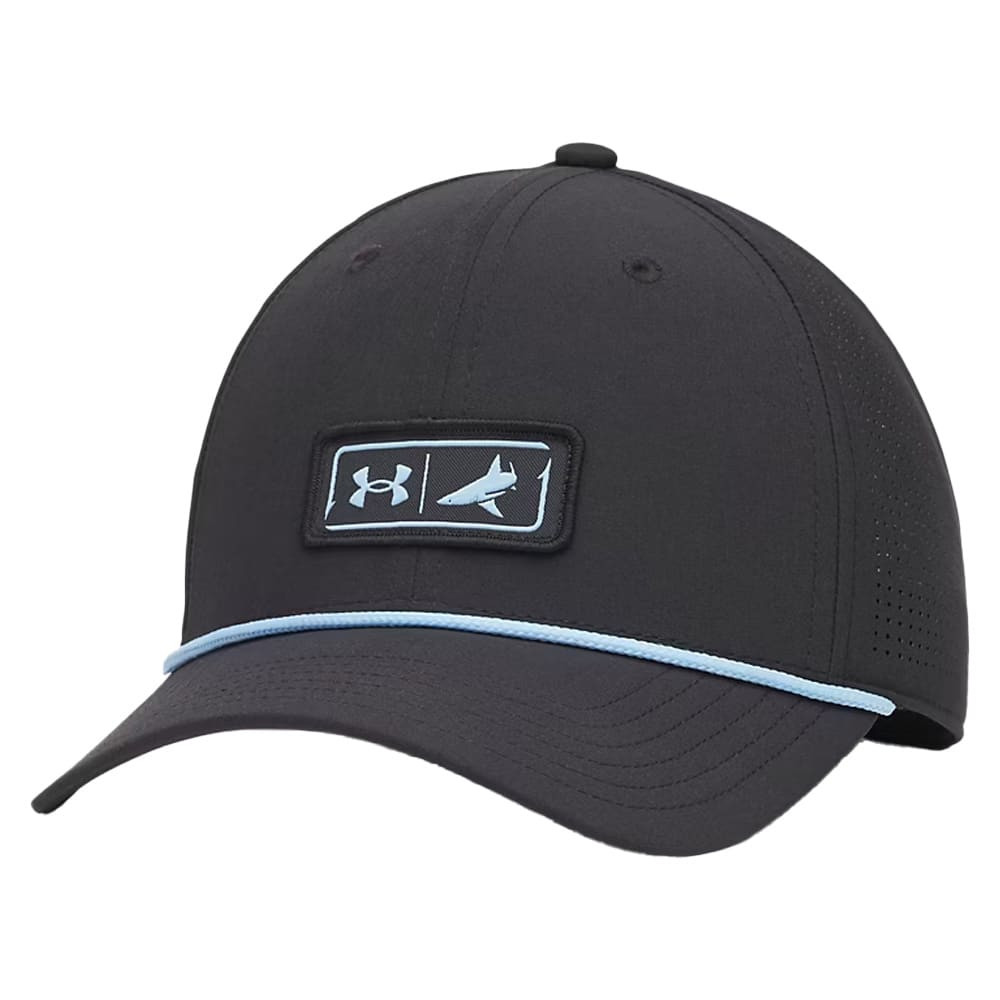 Under Armour Men's BTH x Fish Mid Adjustable Hat Black/Horizon Blue Size OSFM 6014188-001001 - Under Armour