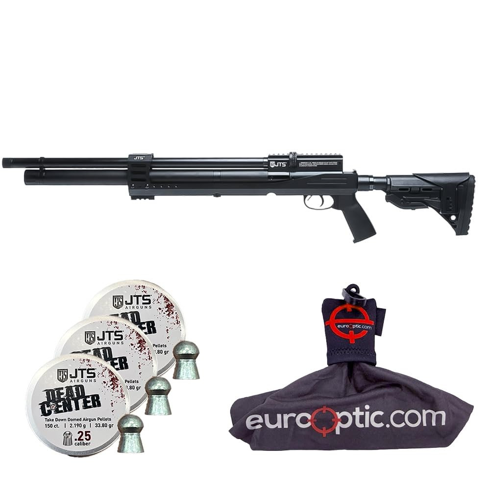 JTS Airguns JTS Airacuda PRS MAX .25 Cal Air Rifle w/ 2.190g Pellets & Spudz Cleaning Cloth JAGPRSM25B-KIT-116 in Black - JTS Airguns