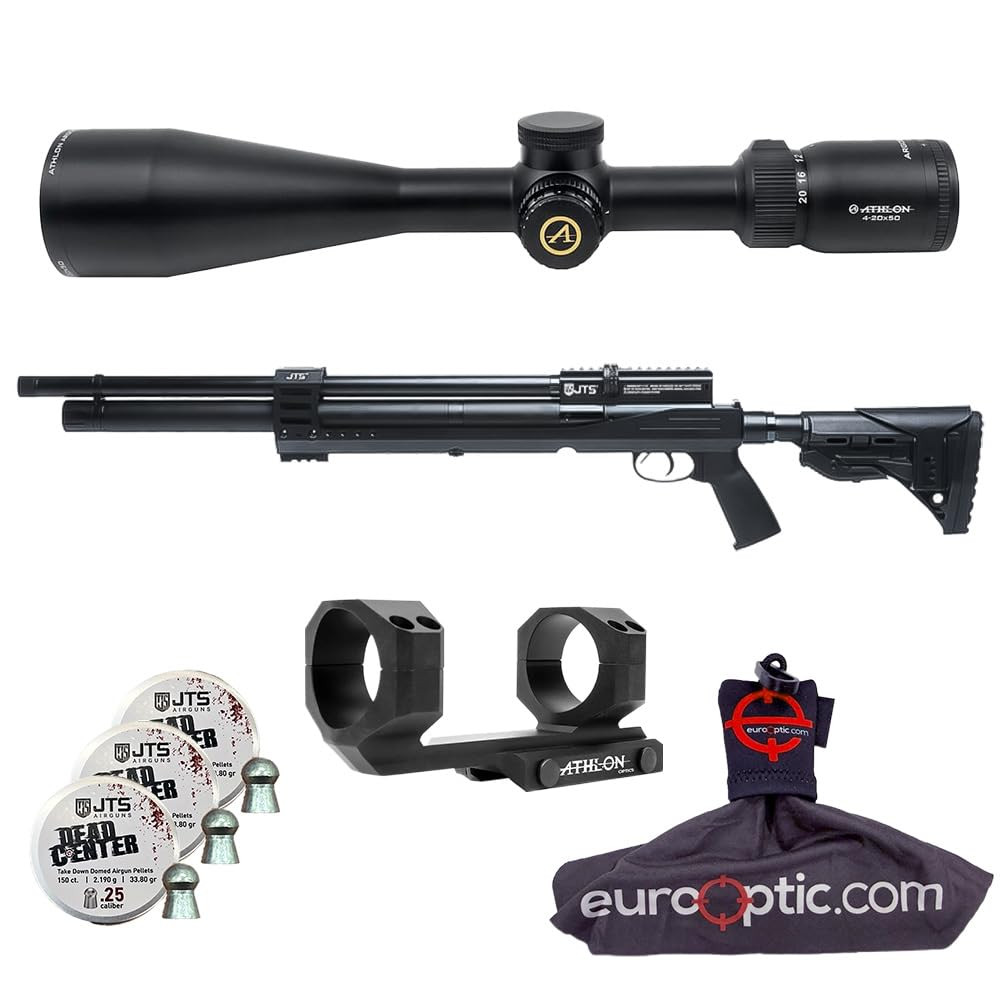JTS Airguns JTS Airacuda PRS MAX .25 Air Rifle w/ 2.190g Pellets, Athlon Argos HMR 4-20x50 Scope & Mount, Spudz Cleaning Cloth - JTS Airguns