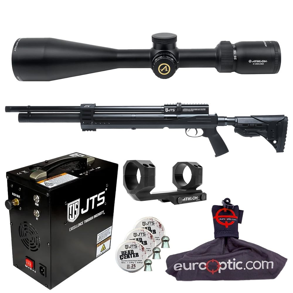 JTS Airguns JTS Airacuda PRS MAX .25 Air Rifle w/ 2.190g Pellets, Athlon Argos HMR 4-20x50mm Scope & Mount, AutoStop Portable Compressor, Spudz - JTS Airguns