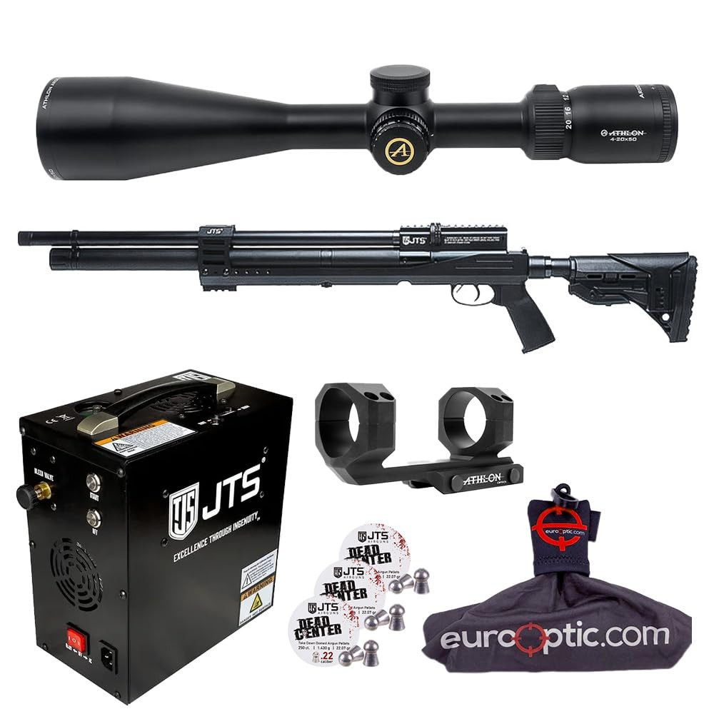 JTS Airguns JTS Airacuda PRS MAX .22 Air Rifle w/ 1.430g Pellets, Athlon Argos HMR 4-20x50mm Scope & Mount, AutoStop Compressor, Spudz Cleaning Cloth - JTS Airguns