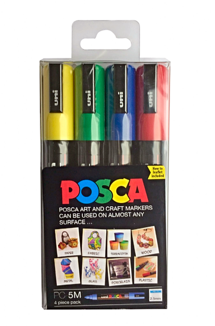 Uni Posca PC-5M Paint Marker 4 pack - Assorted