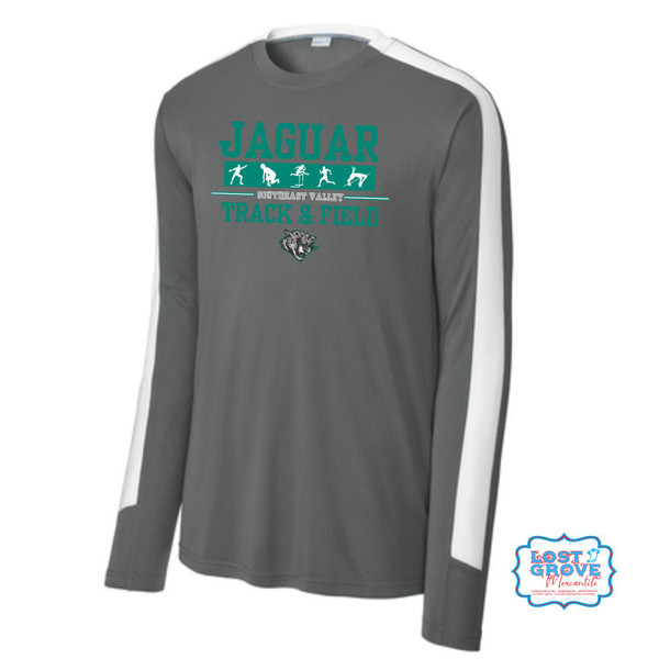 Jaguar Track & Field Long Sleeve Colorblock Performance Tee