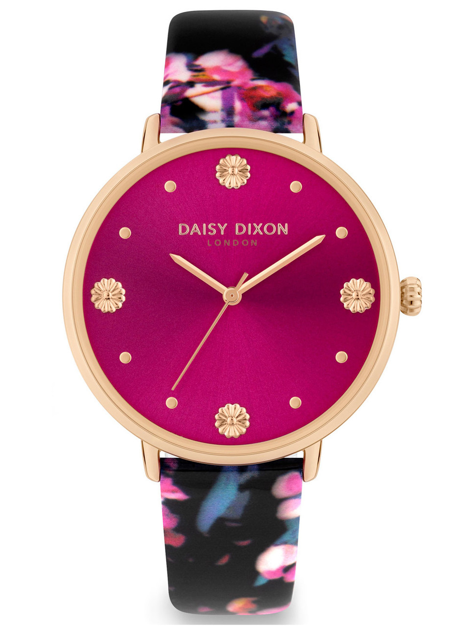 Daisy Dixon Gold Bracelet With Black & Gold Flower Printed Dial Ladies Watch  | Edmonds